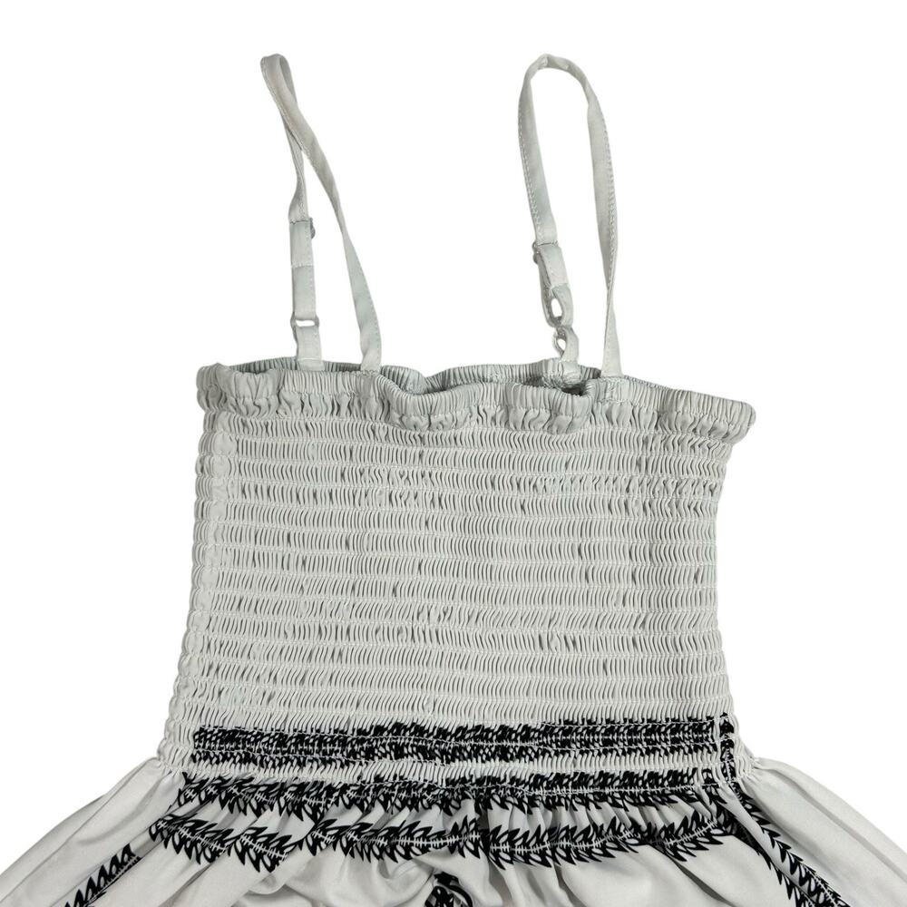 Cristina Love White Smocked Sundress Black Bandana Paisley Mandala Print Medium - Picture 3 of 7